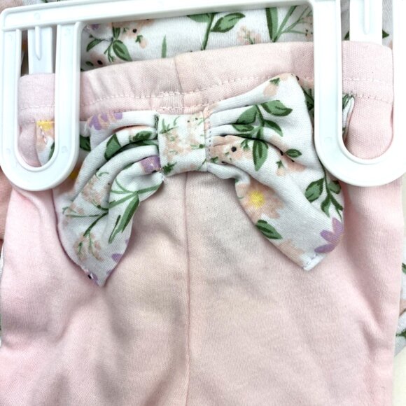 Baby Outfit Set Size 6m Infant Girls Bodysuit Plush Pants Headband Floral 4pc - Picture 6 of 8
